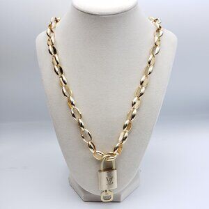 Gold-Plated Necklace with Authentic Louis Vuitton Padlock
